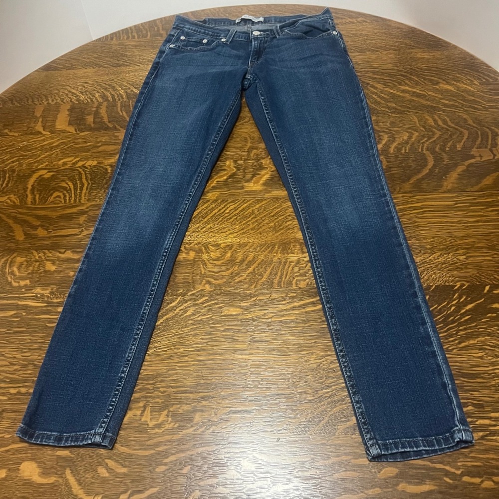 Levis 524 Too Superlow Jeans Women 7M W28 L32 Blue Dark Wash Skinny Stretch